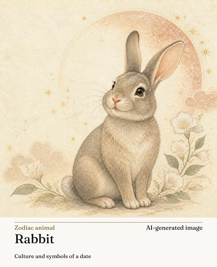 Rabbit — BirthDB symbolic illustration (AI-generated image)