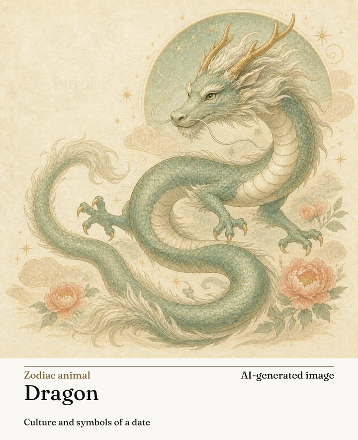 Dragon — BirthDB symbolic illustration (AI-generated image)