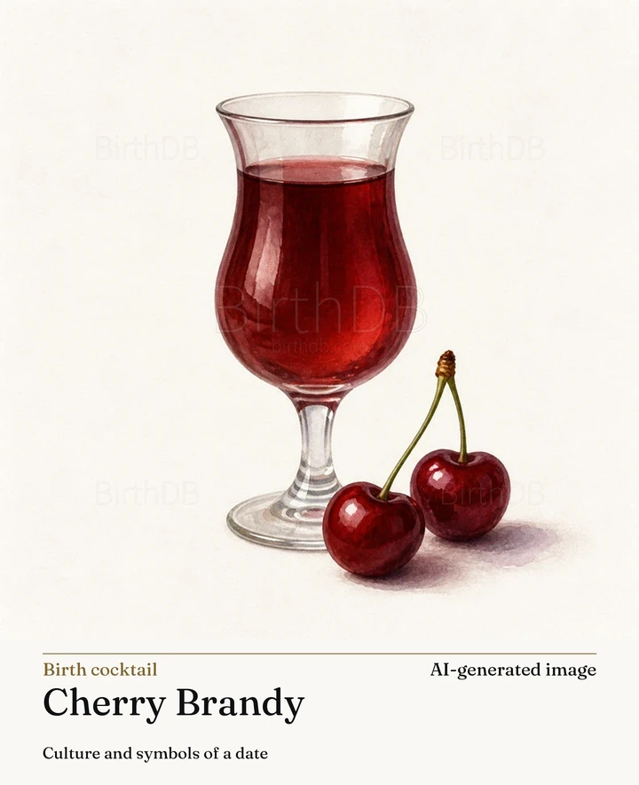 Cherry Brandy — BirthDB symbolic illustration (AI-generated image)