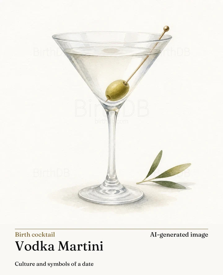Vodka Martini — BirthDB symbolic illustration (AI-generated image)
