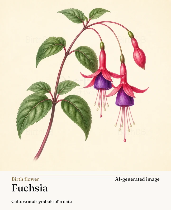 Fuchsia — BirthDB symbolic illustration (AI-generated image)