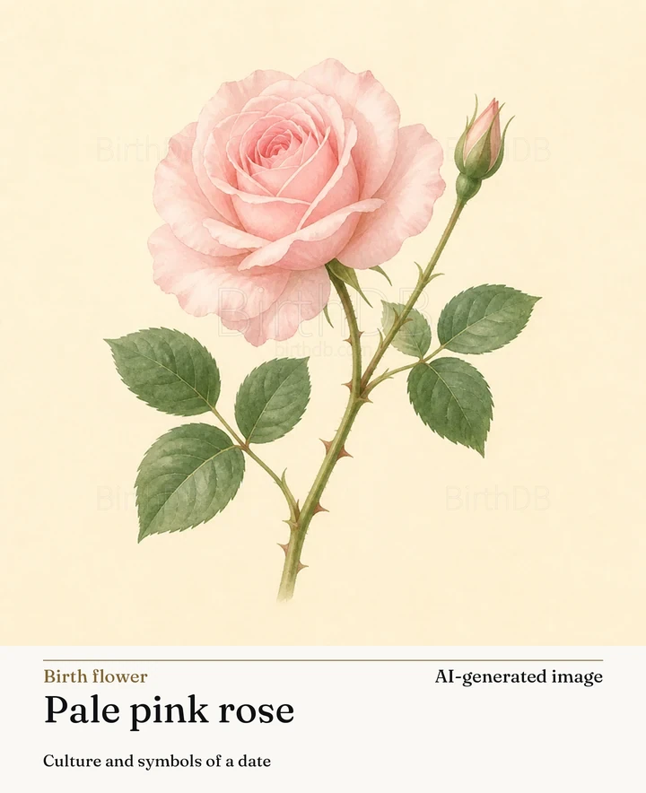 Pale pink rose — BirthDB symbolic illustration (AI-generated image)