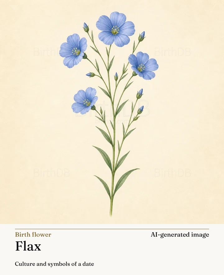 Flax — BirthDB symbolic illustration (AI-generated image)
