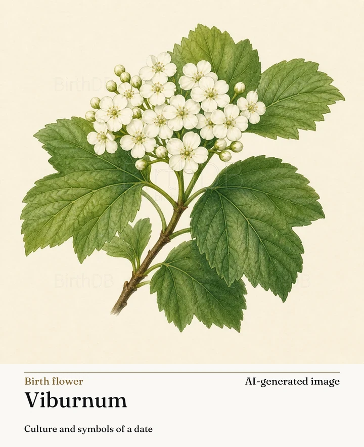 Viburnum — BirthDB symbolic illustration (AI-generated image)