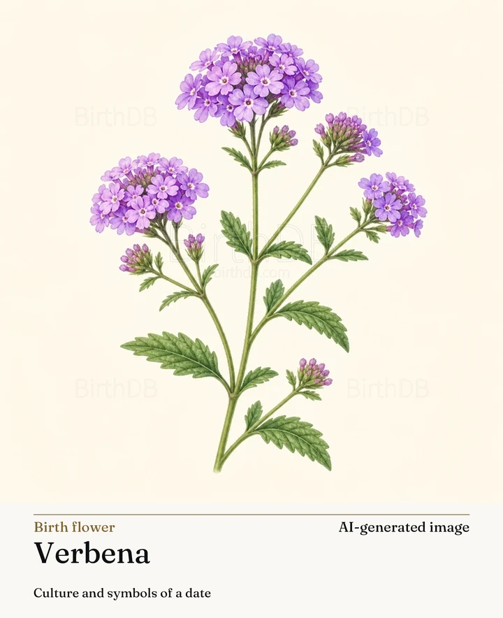 Verbena — BirthDB symbolic illustration (AI-generated image)