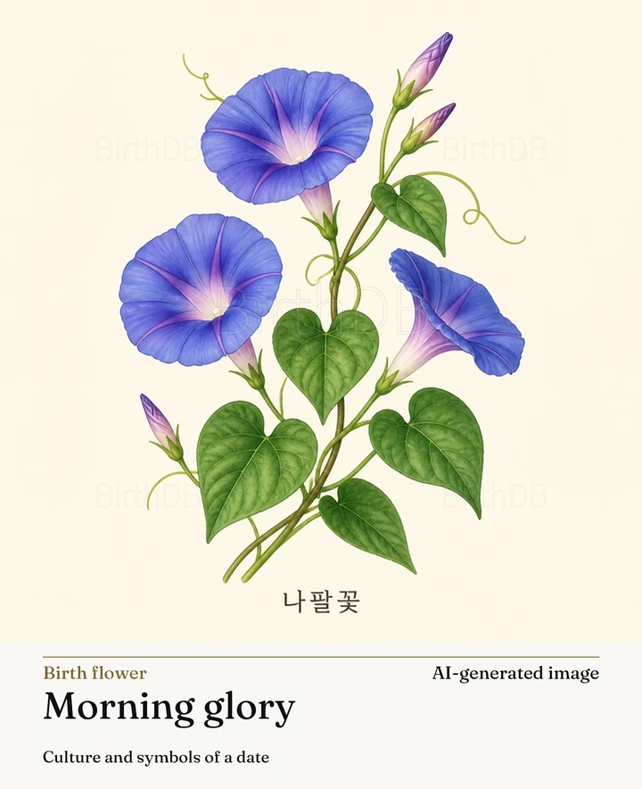 Morning glory — BirthDB symbolic illustration (AI-generated image)