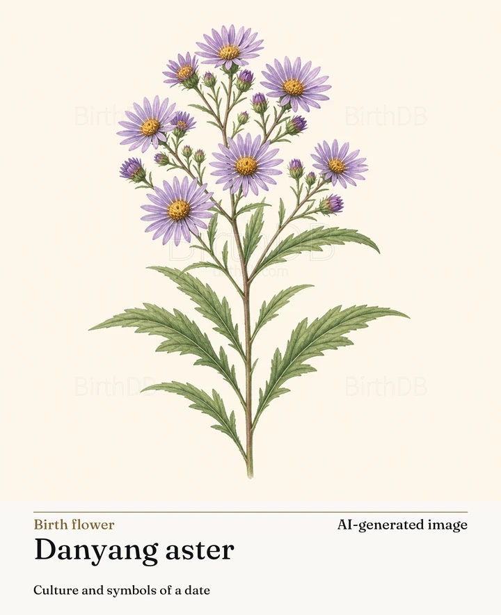 Danyang aster — BirthDB symbolic illustration (AI-generated image)