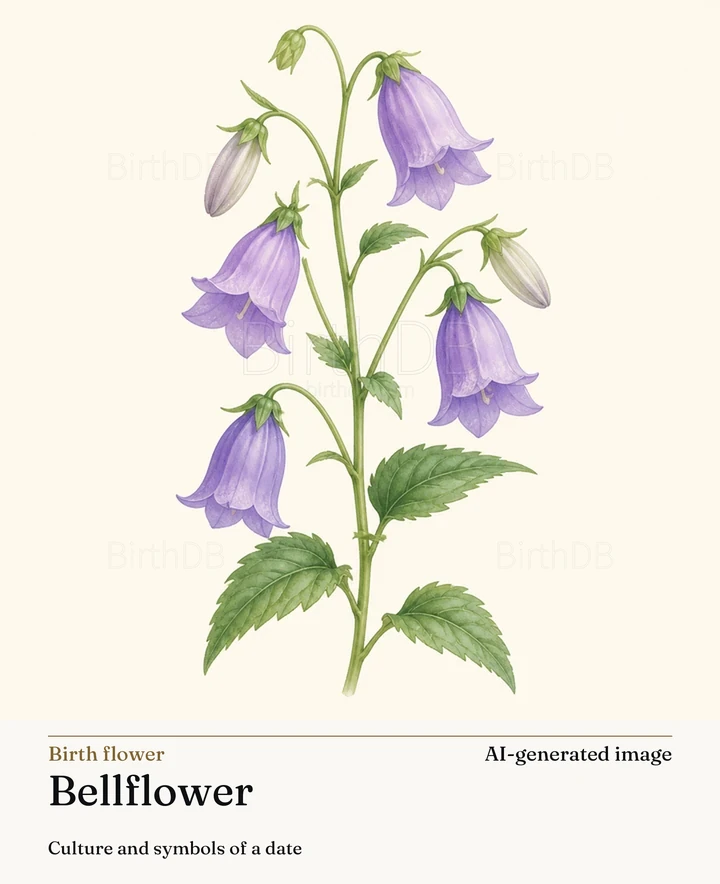 Bellflower — BirthDB symbolic illustration (AI-generated image)