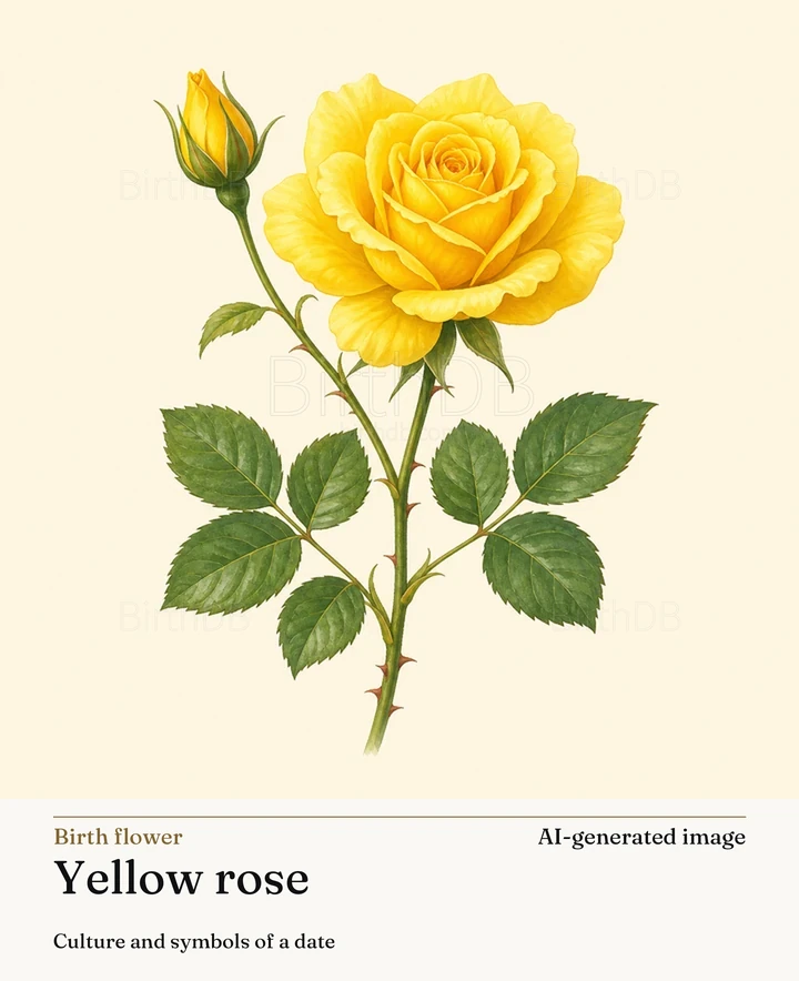 Yellow rose — BirthDB symbolic illustration (AI-generated image)