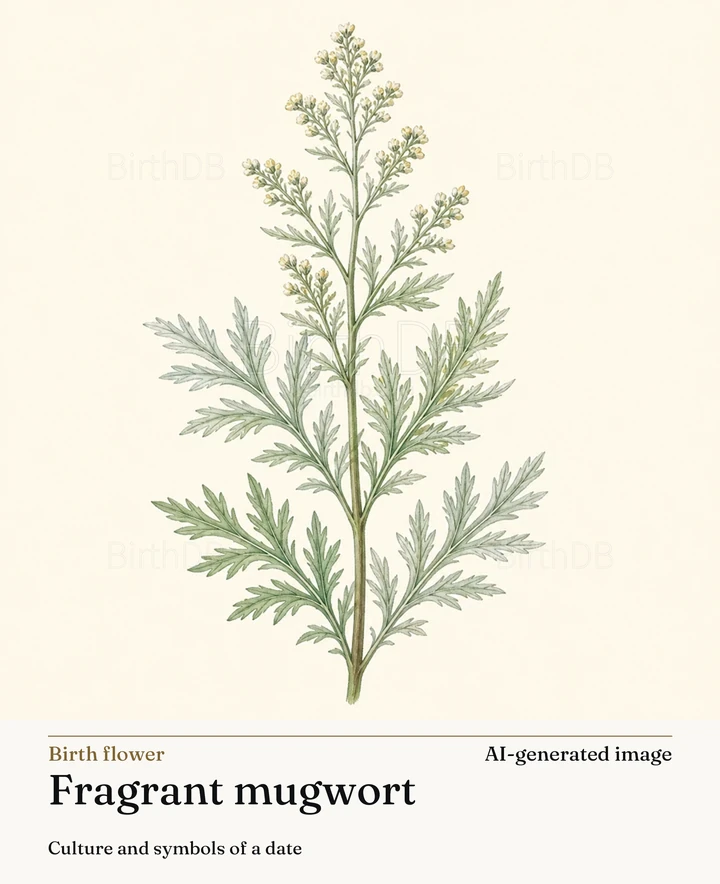 Fragrant mugwort — BirthDB symbolic illustration (AI-generated image)