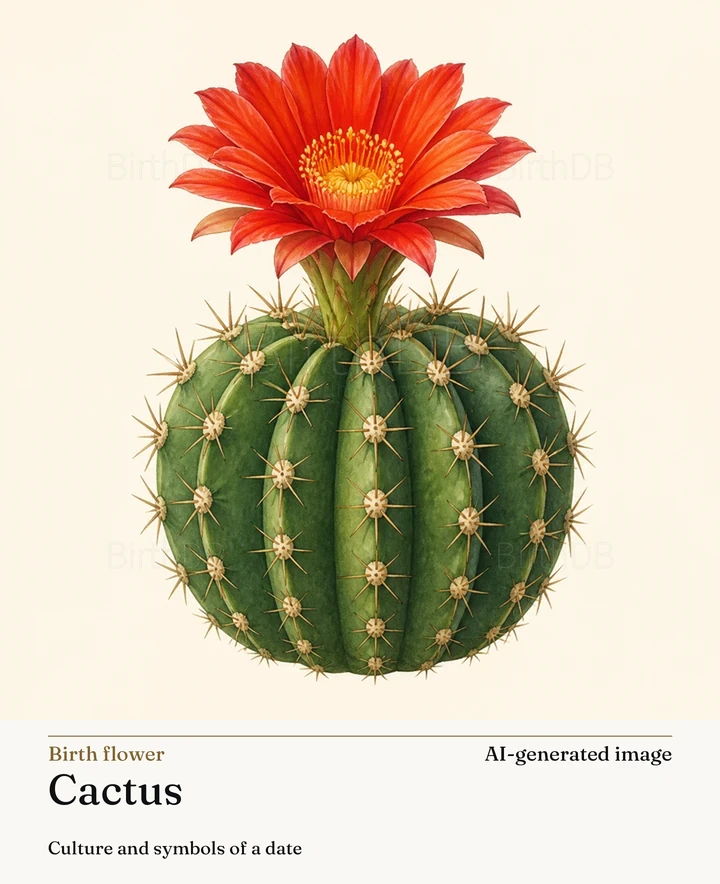 Cactus — BirthDB symbolic illustration (AI-generated image)