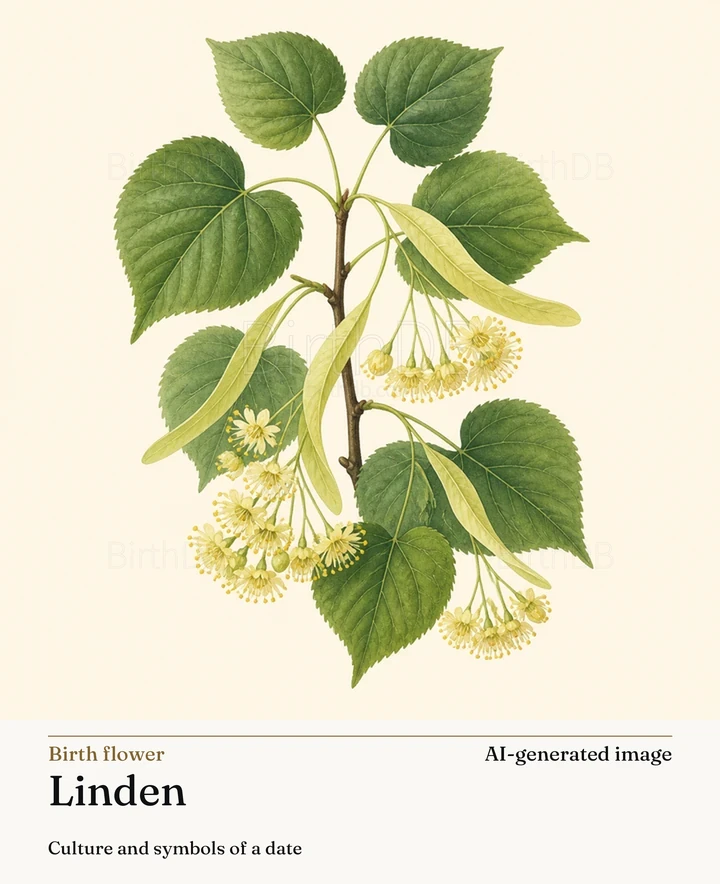 Linden — BirthDB symbolic illustration (AI-generated image)
