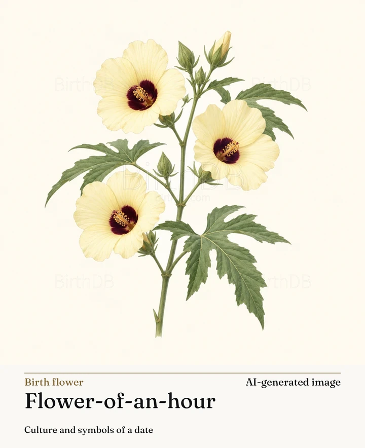 Flower-of-an-hour — BirthDB symbolic illustration (AI-generated image)