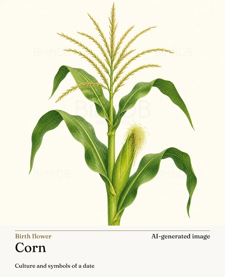 Corn — BirthDB symbolic illustration (AI-generated image)
