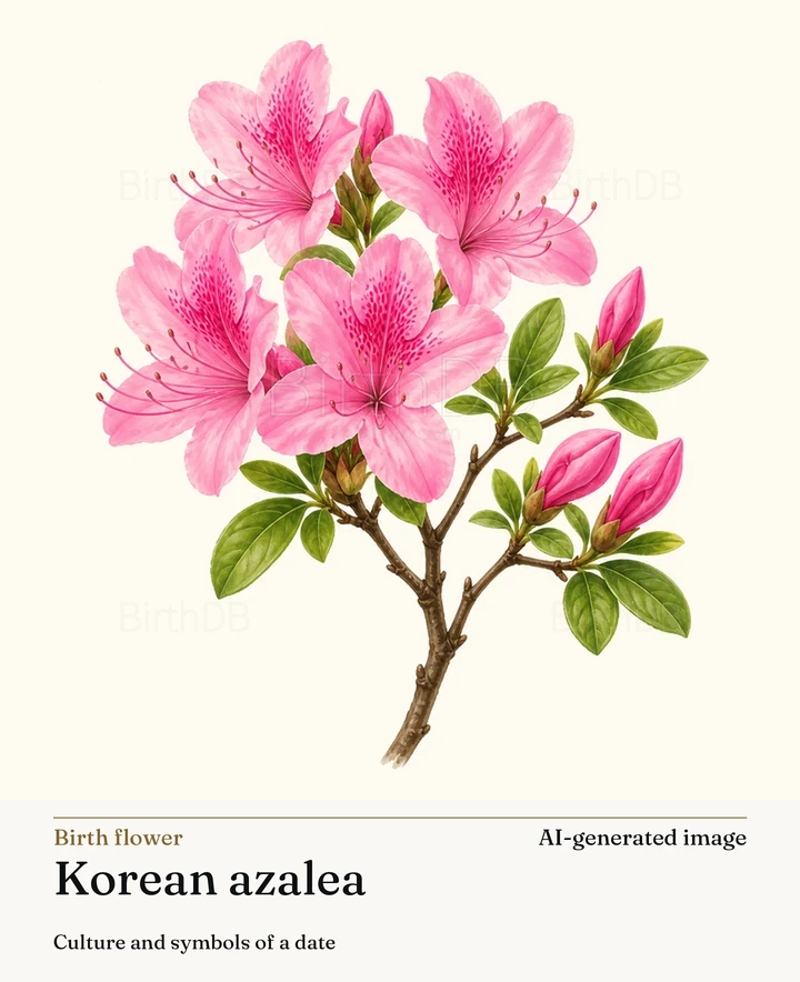 Korean azalea — BirthDB symbolic illustration (AI-generated image)