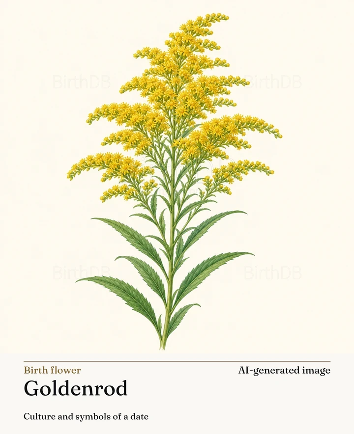 Goldenrod — BirthDB symbolic illustration (AI-generated image)