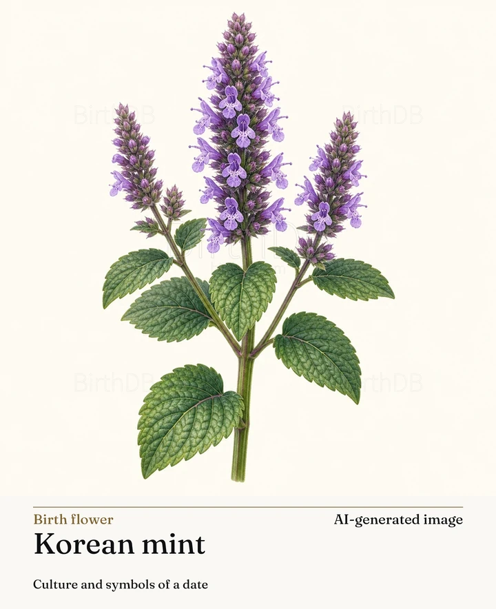 Korean mint — BirthDB symbolic illustration (AI-generated image)