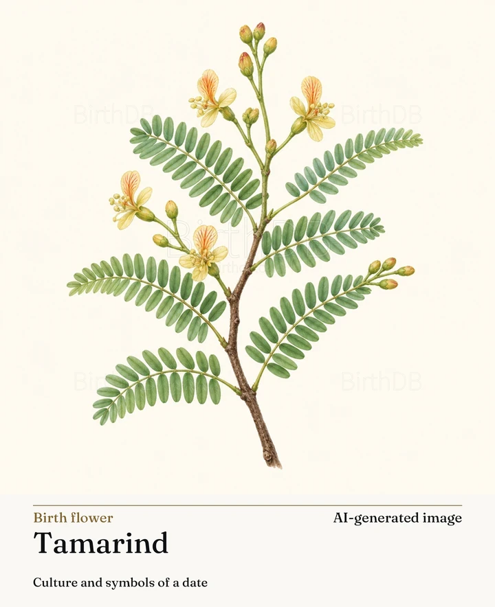 Tamarind — BirthDB symbolic illustration (AI-generated image)