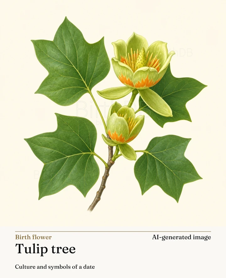 Tulip tree — BirthDB symbolic illustration (AI-generated image)