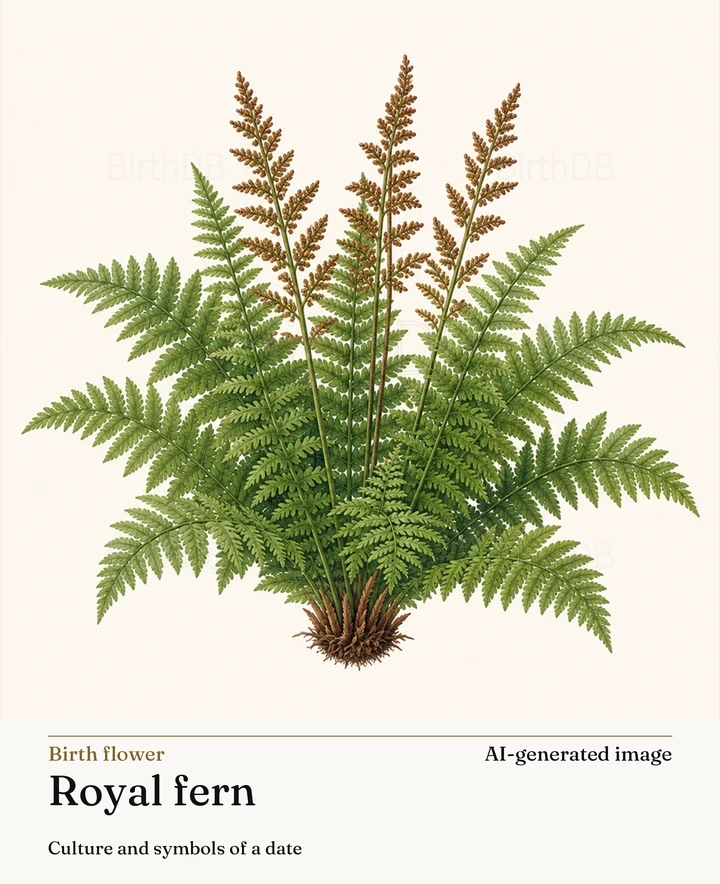 Royal fern — BirthDB symbolic illustration (AI-generated image)