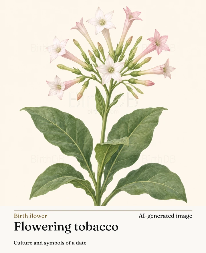 Flowering tobacco — BirthDB symbolic illustration (AI-generated image)