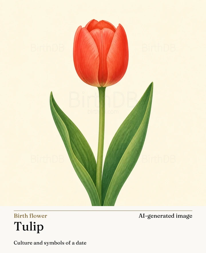 Tulip — BirthDB symbolic illustration (AI-generated image)