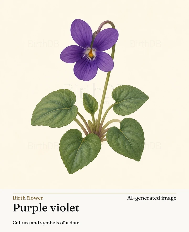 Purple violet — BirthDB symbolic illustration (AI-generated image)