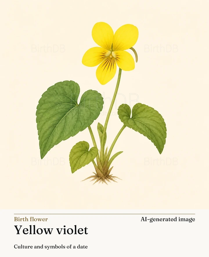 Yellow violet — BirthDB symbolic illustration (AI-generated image)