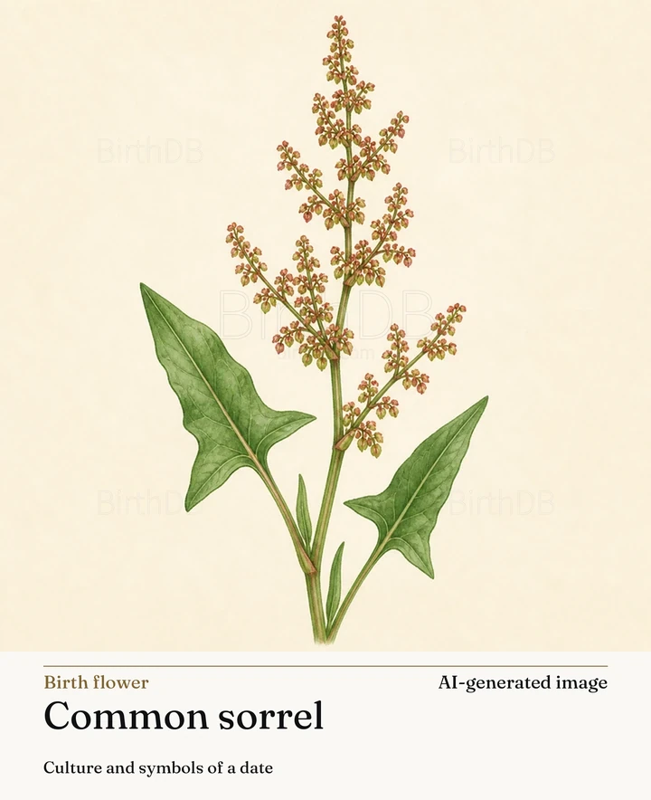 Common sorrel — BirthDB symbolic illustration (AI-generated image)