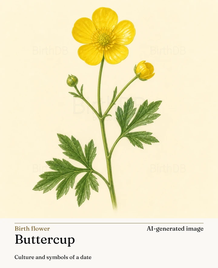 Buttercup — BirthDB symbolic illustration (AI-generated image)
