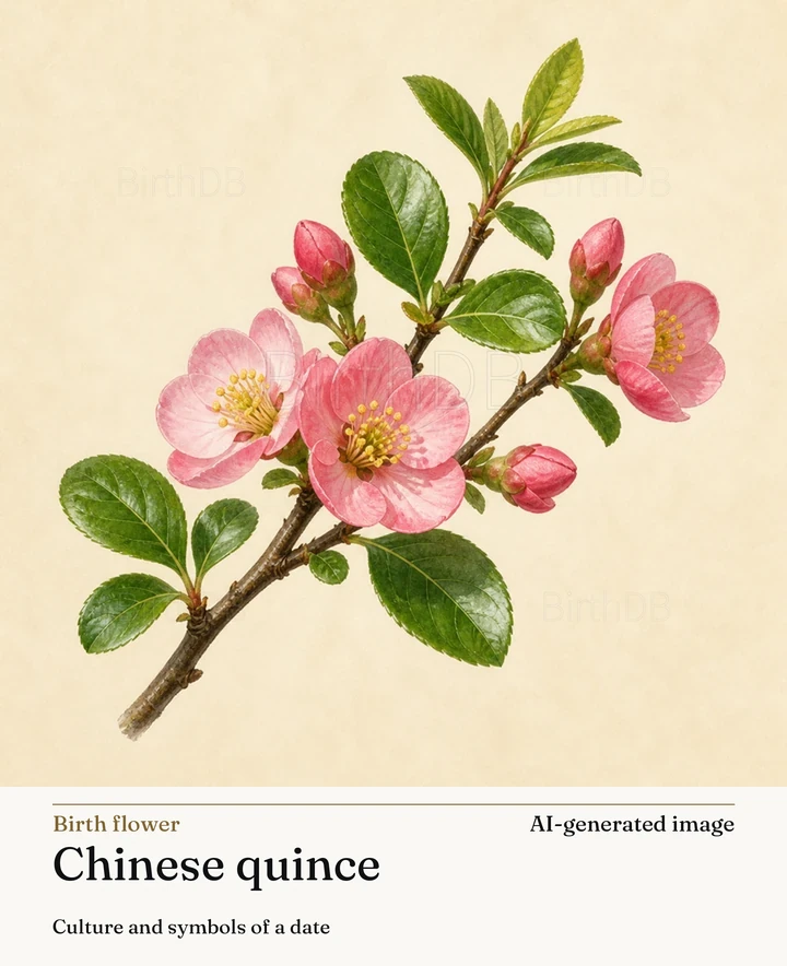 Chinese quince — BirthDB symbolic illustration (AI-generated image)