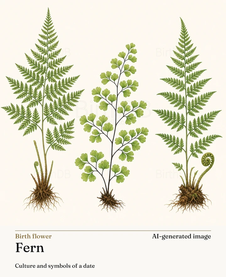 Fern — BirthDB symbolic illustration (AI-generated image)