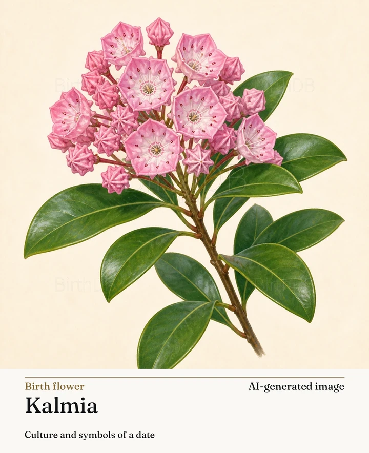 Kalmia — BirthDB symbolic illustration (AI-generated image)