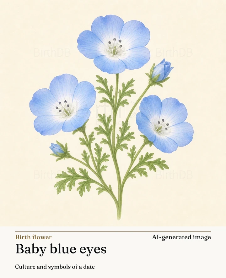 Baby blue eyes — BirthDB symbolic illustration (AI-generated image)