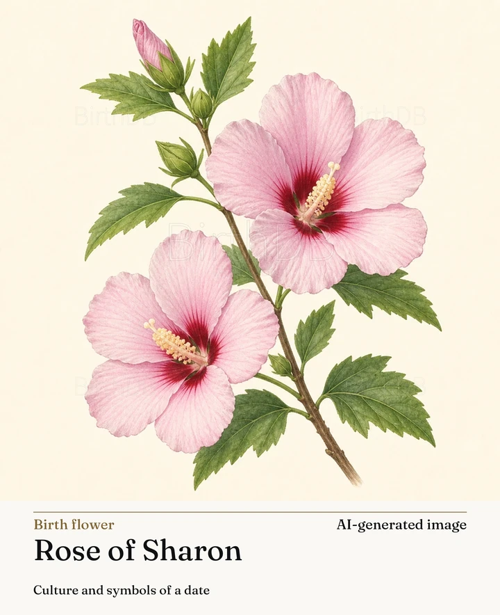 Rose of Sharon — BirthDB symbolic illustration (AI-generated image)