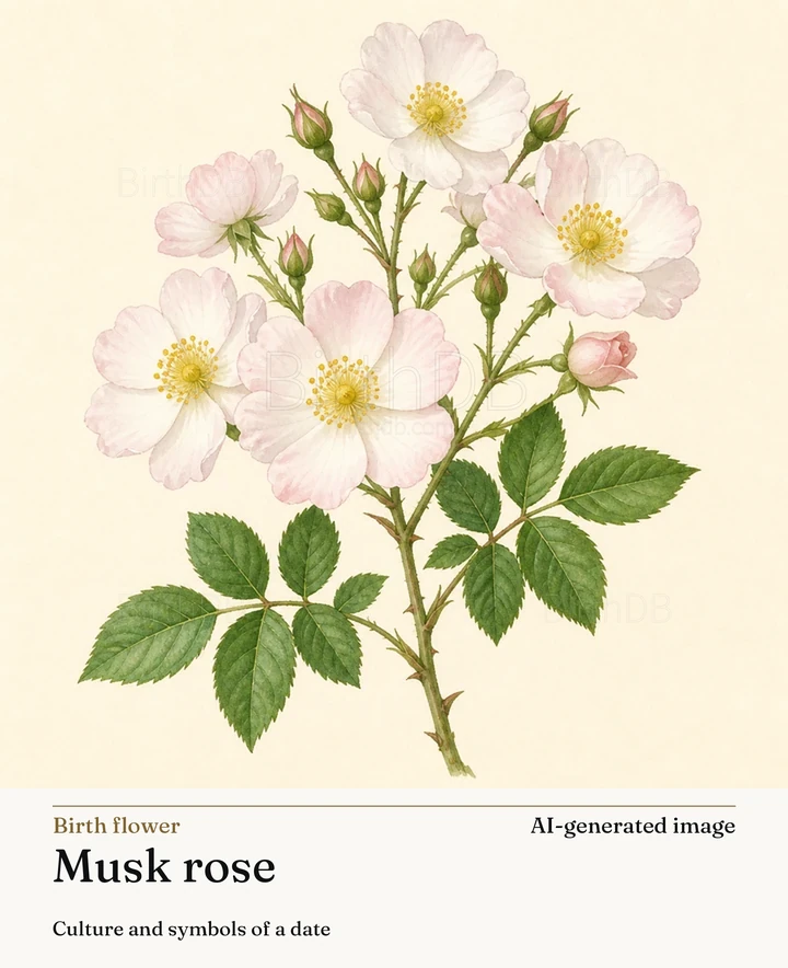 Musk rose — BirthDB symbolic illustration (AI-generated image)