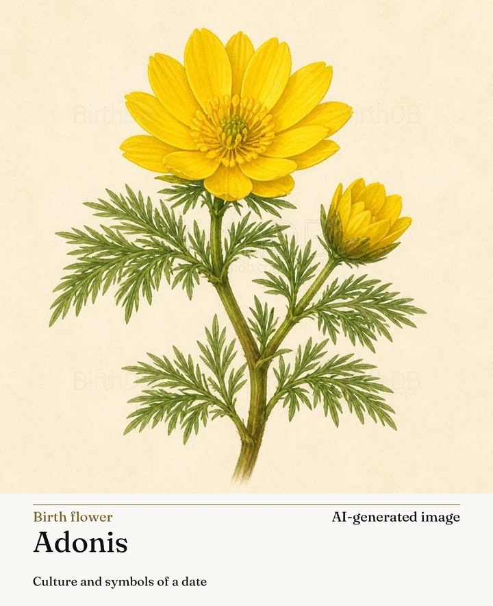Adonis — BirthDB symbolic illustration (AI-generated image)