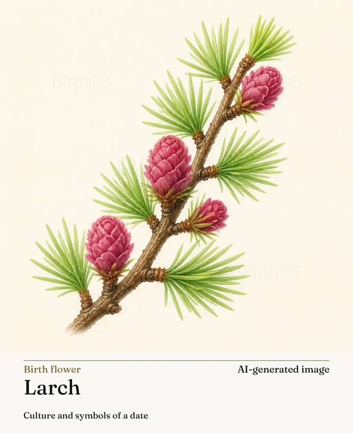 Larch — BirthDB symbolic illustration (AI-generated image)