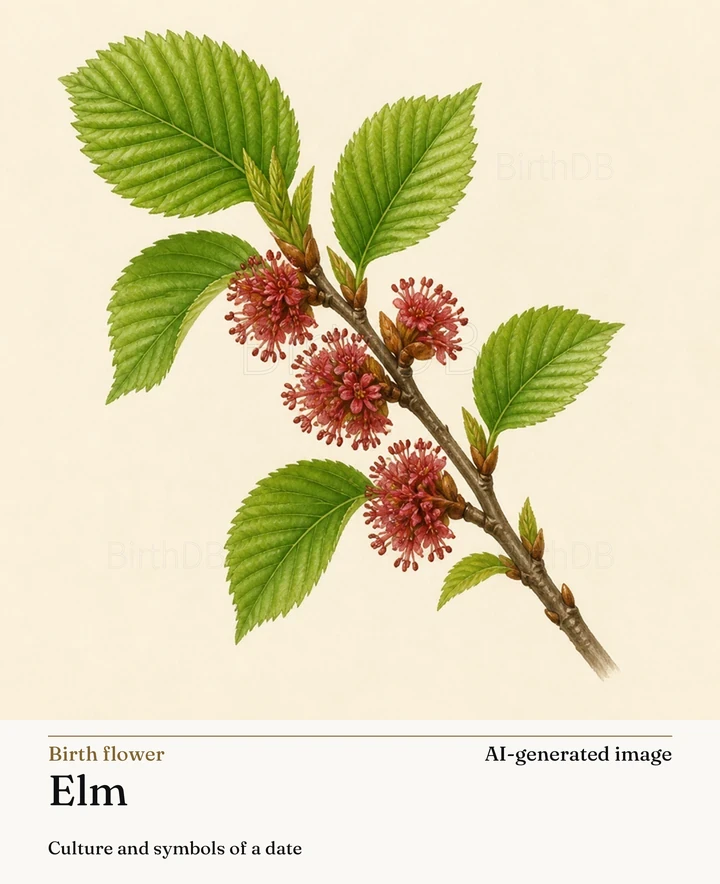 Elm — BirthDB symbolic illustration (AI-generated image)