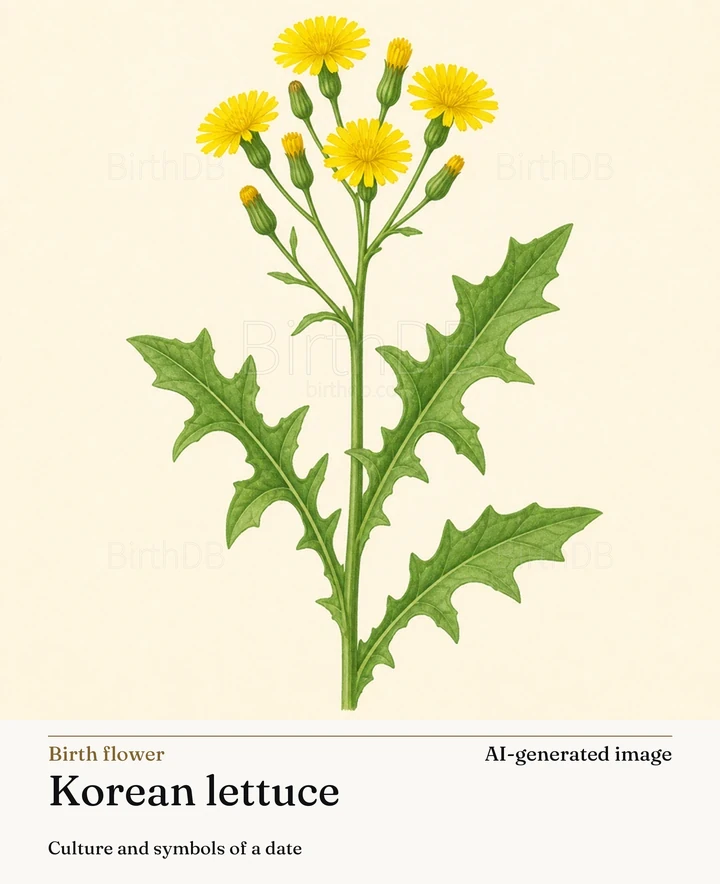 Korean lettuce — BirthDB symbolic illustration (AI-generated image)