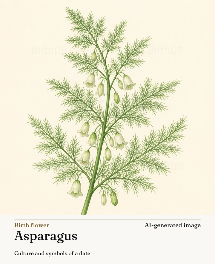 Asparagus — BirthDB symbolic illustration (AI-generated image)