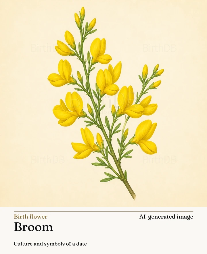 Broom — BirthDB symbolic illustration (AI-generated image)