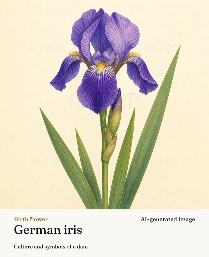 German iris — BirthDB symbolic illustration (AI-generated image)