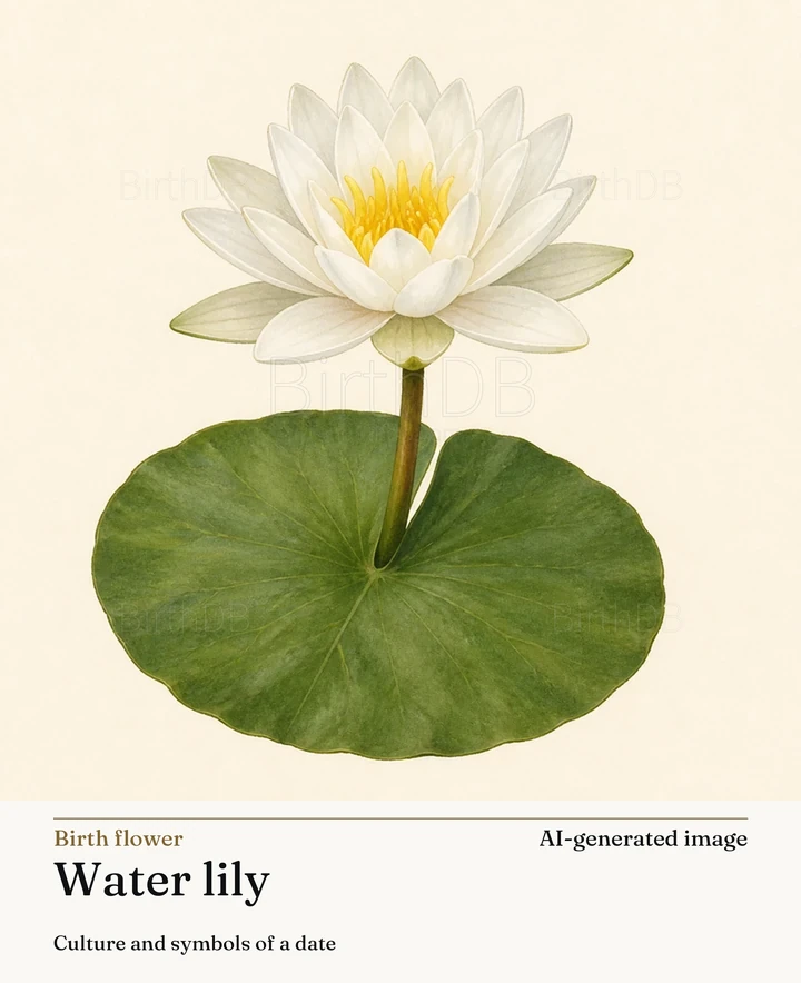 Water lily — BirthDB symbolic illustration (AI-generated image)