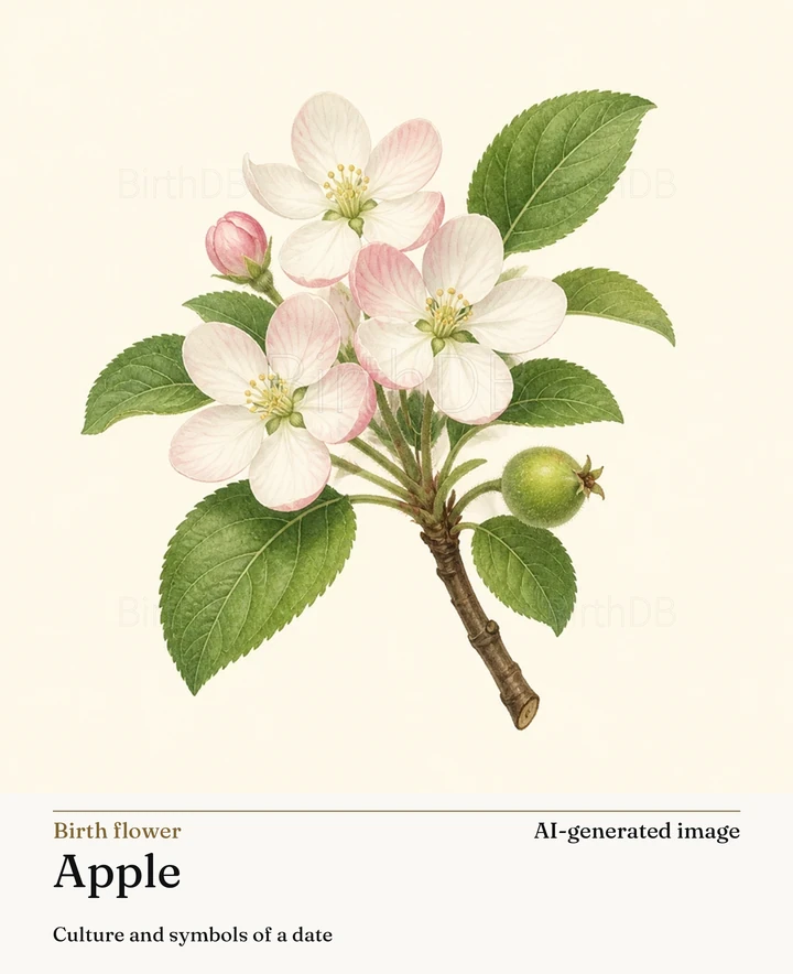 Apple — BirthDB symbolic illustration (AI-generated image)