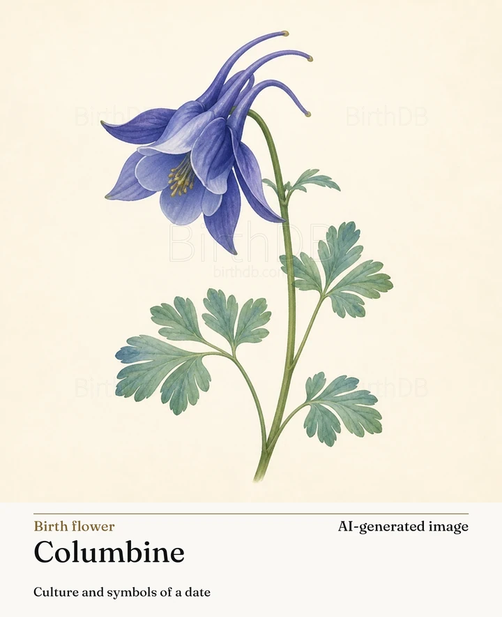 Columbine — BirthDB symbolic illustration (AI-generated image)