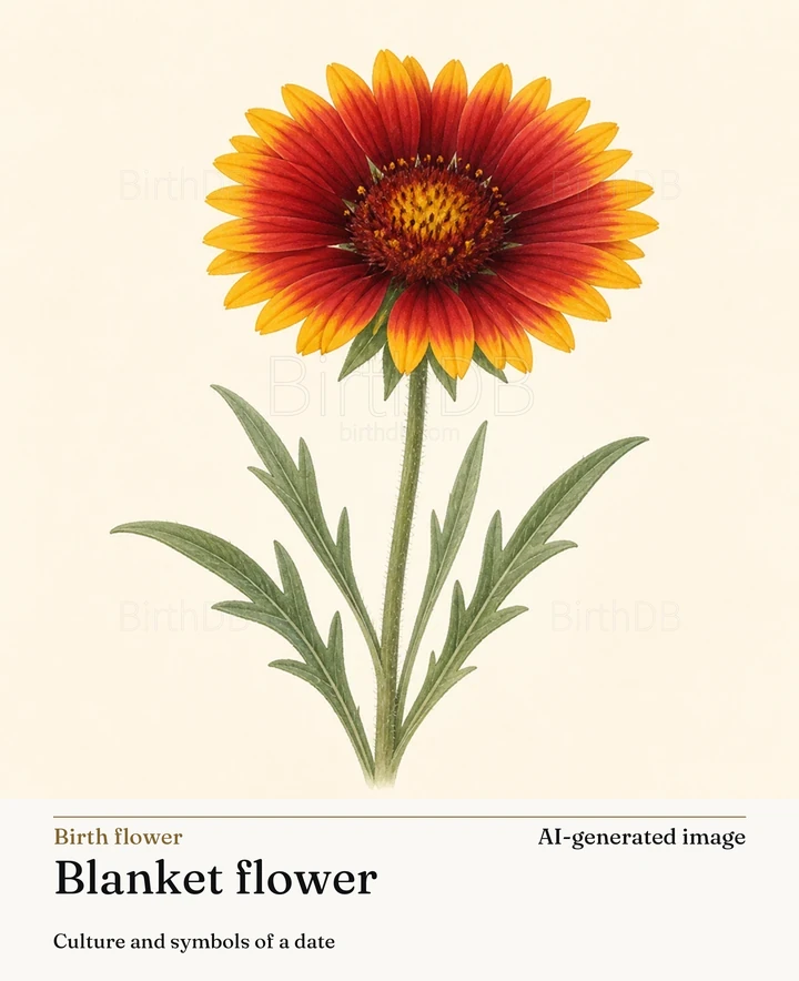 Blanket flower — BirthDB symbolic illustration (AI-generated image)