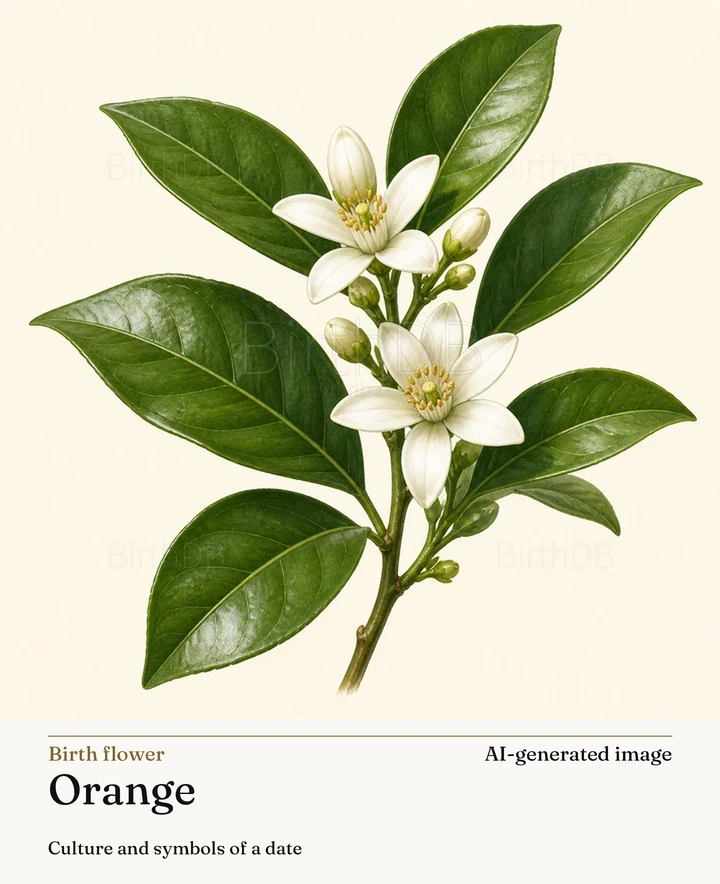 Orange — BirthDB symbolic illustration (AI-generated image)