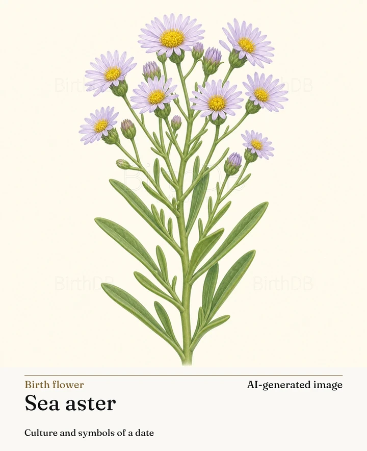 Sea aster — BirthDB symbolic illustration (AI-generated image)