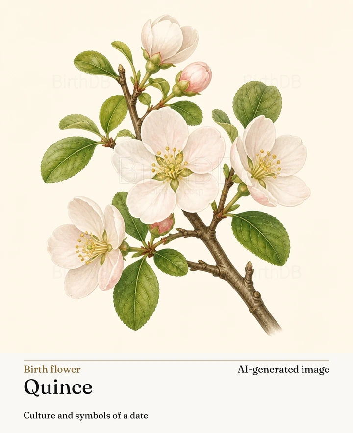 Quince — BirthDB symbolic illustration (AI-generated image)